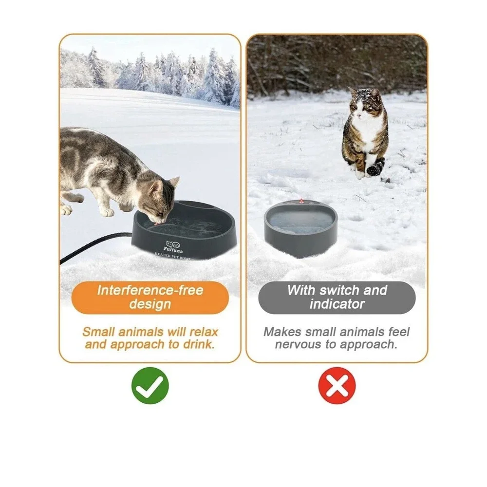 Fuliuna Outdoor Heated Water Bowl for Dog & Cat, Anti Chew Cord Large 125 OZ